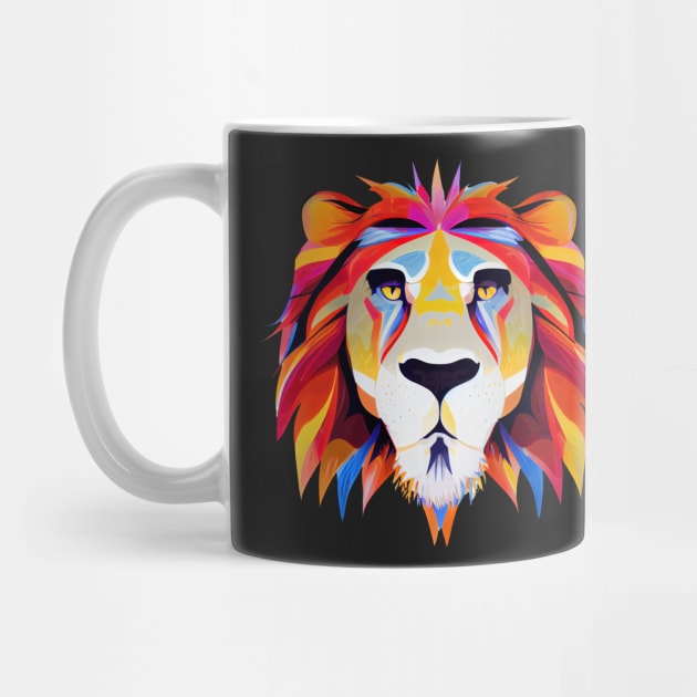 Lion Art in flaming Bright Colours by Geminiartstudio